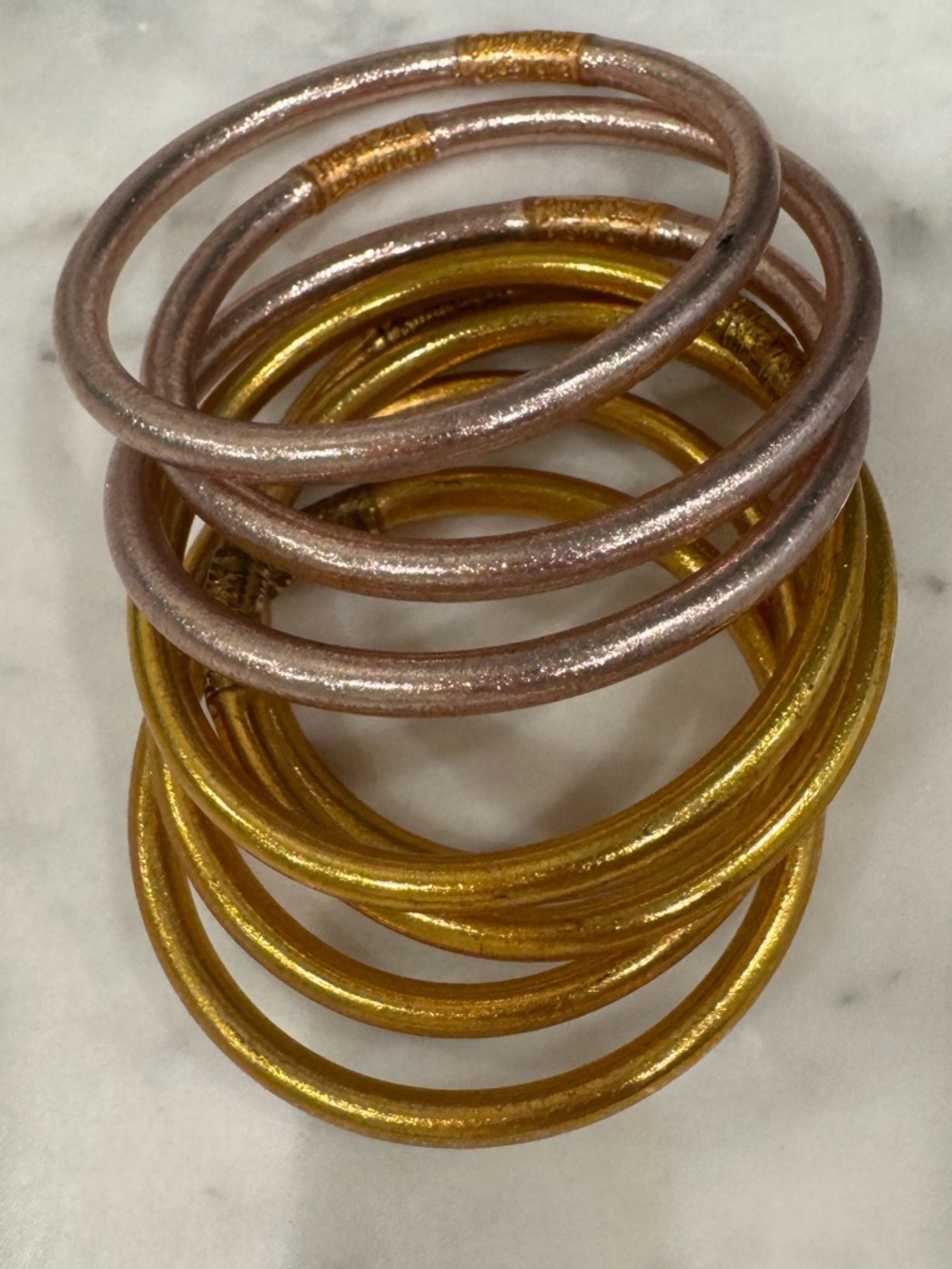 Gold and Rose Gold Metallic Bangle Bracelet Set